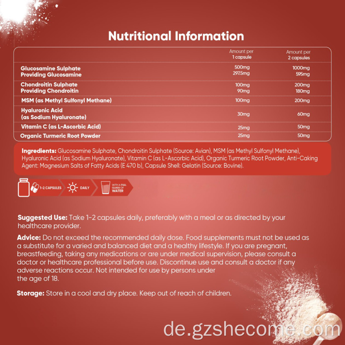 MSM Joint Health Supplement erhalten Chondroitinkapseln